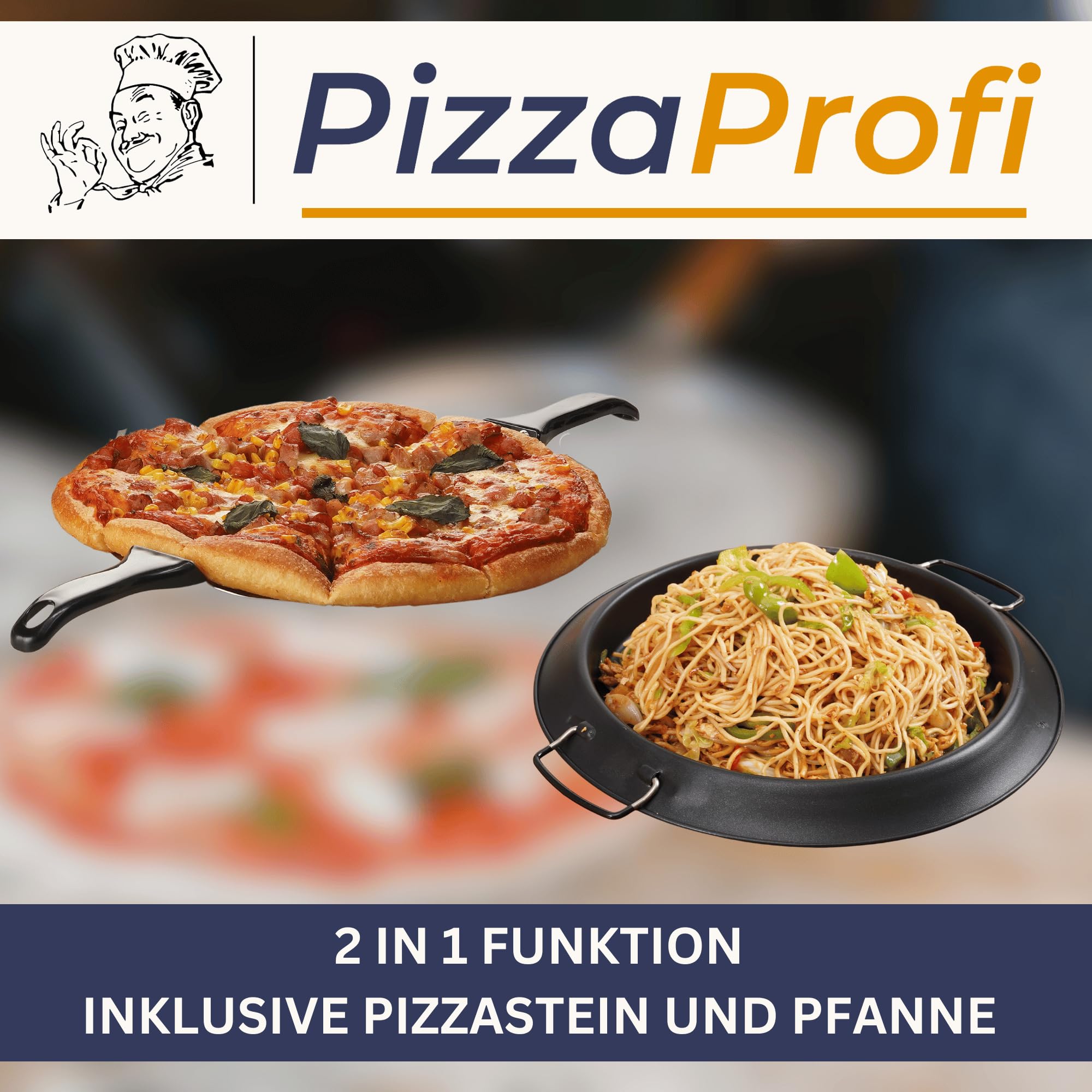 Sommertal PizzaProfi Pizzaofen elektrisch – Pizza Ofen mit 32cm Steinplatte, schnelle 3-Minuten Pizza, bis 400°C – 5-teiliges Set mit Pfanneneinsatz, 2x Pizzaschieber, Schneider, Pizzastein