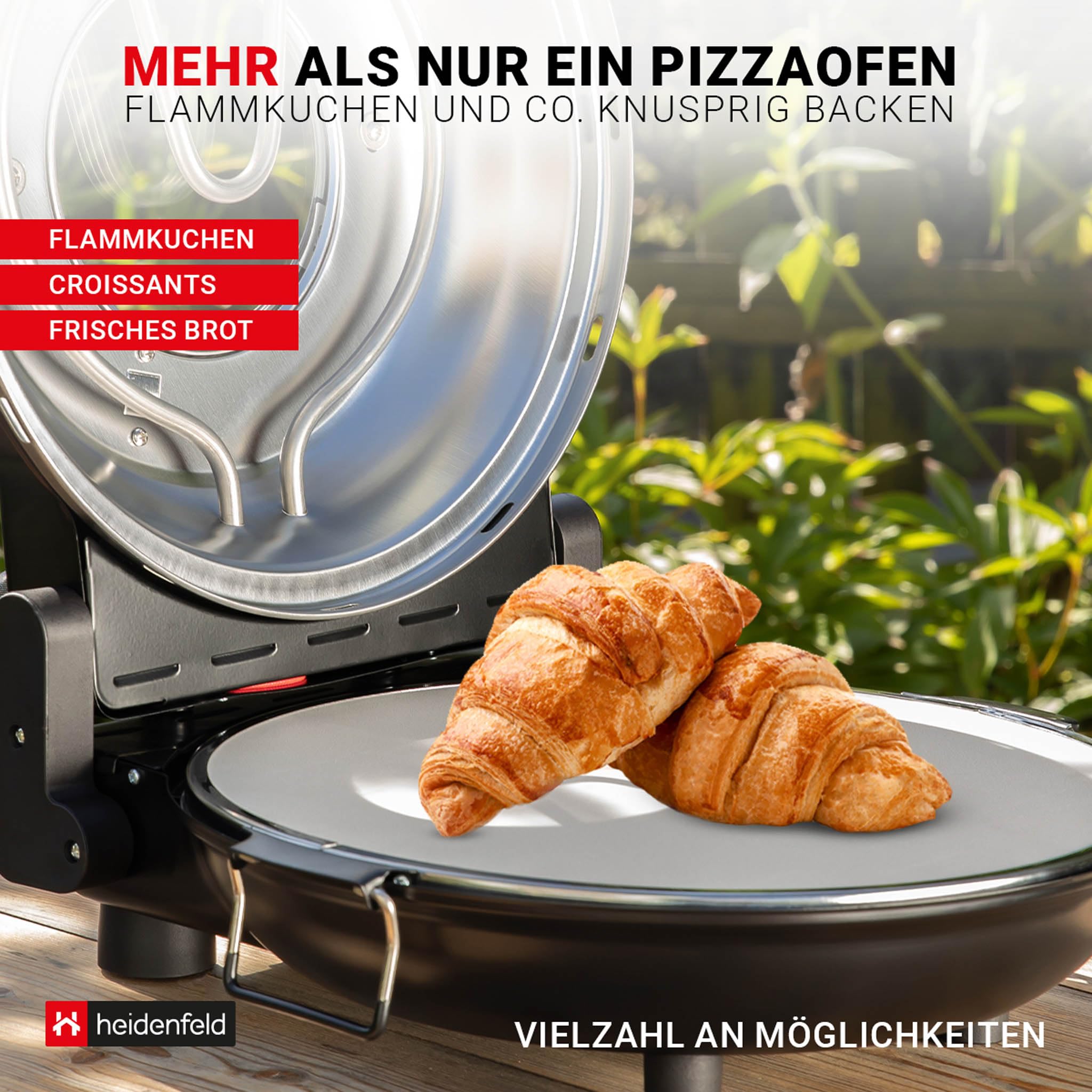 Heidenfeld Pizzaofen Napoli | 1200 Watt bis 400°C - Backofen - Pizzastein - Pizzaofen elektrisch - Pizza Ofen - Pizza Maker - Pizzamaker - Pizza Backofen - Elektro Pizzaofen - Elektrischer Pizza-Ofen